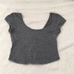 NEW Grey Cap Sleeve Scoop Back Crop Top